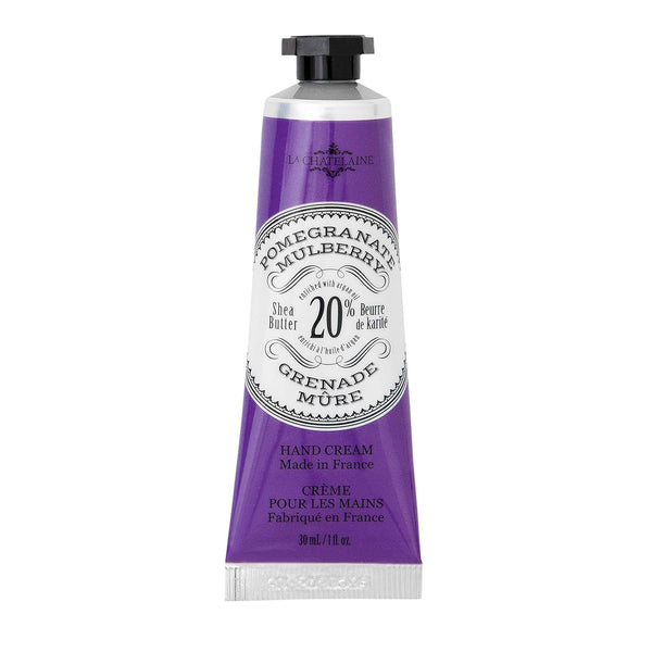 La Chatelaine 20% Shea Butter Hand Cream, Travel Size, Organic Argan Oil, 1 oz / 30ml (Pomegranate)