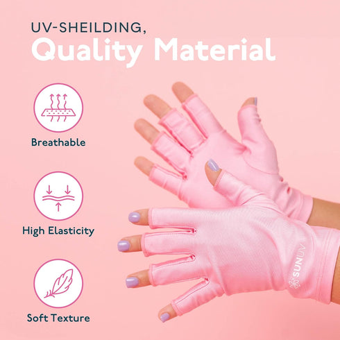 SUNUV LED Gloves for Gel Nails, UPF 50+ Anti UV Gloves for Nail Techs, Professional UV Protection
