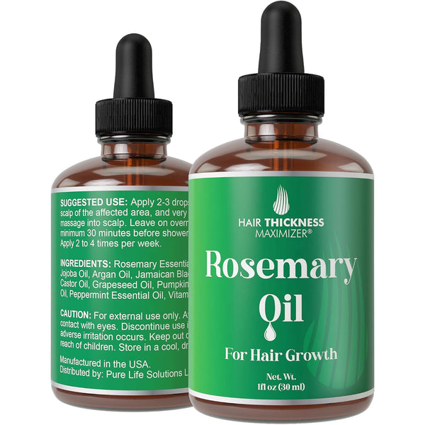 Rosemary Oil for Hair Growth - Topical Treatment for Hair Loss Prevention with Jojoba & Jamaican Black Castor, 1 oz