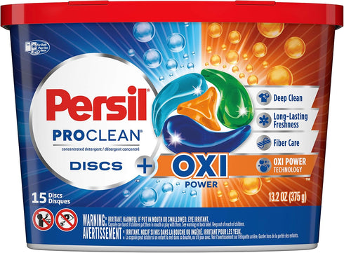 Persil ProClean Discs Laundry Detergent Pacs, Oxi, 15 Count, HE Compatible
