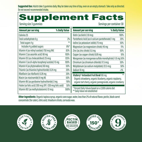 Gummies D3, B12 Immune 90 Gummies, 30 MegaFood Mens Whole Body Multivitamin - Multivitamin For Men - Vitamin C
