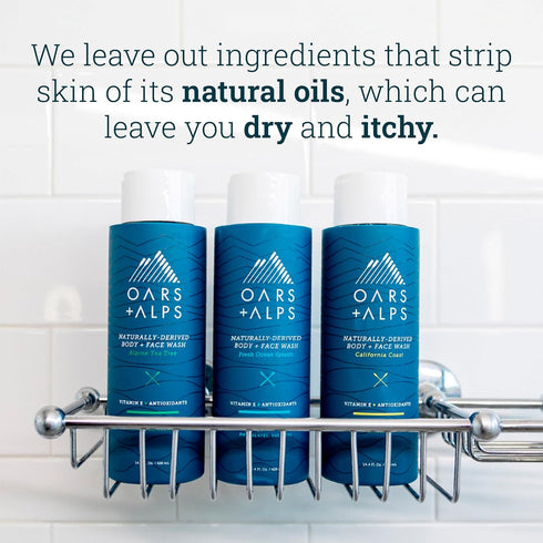 Oars + Alps Men's Moisturizing Body and Face Wash, Alpine Tea Tree, 1 Pack, Sulfate Free
