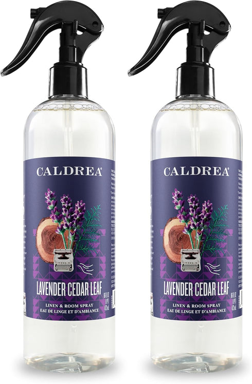 Caldrea Linen and Room Spray Air Freshener - 16 oz, Made with Essential Oils, Lavender Cedar Leaf, 2 Pack