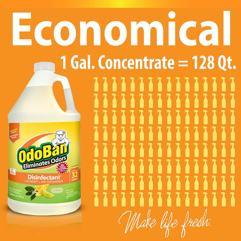 OdoBan Ready-to-Use Disinfectant and Odor Eliminator, Citrus Scent, Set of 2, 32 oz Spray & 1 Gallon Concentrate