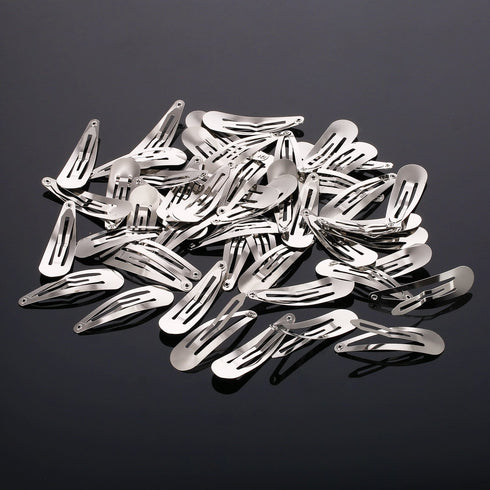 Hotop 50 Pack Hair Clips Snap Barrettes for Kids, Girls and Women, 50 mm (Silver)