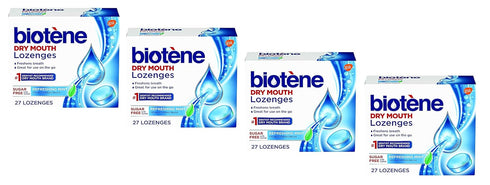 Biotene Dry Mouth Lozenges for Fresh Breath - 27 Count Refreshing Mint (Pack of 4)