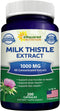 aSquared Nutrition 1000mg Milk Thistle Supplement - 200 Capsules, Max Strength 4X Concentrated Extract