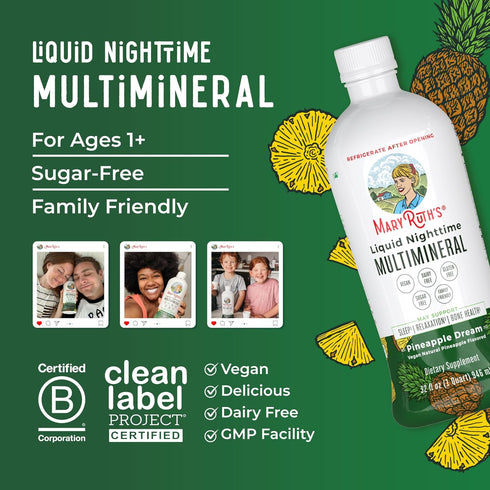 Nighttime Liquid Multimineral Sleep Supplement | Sugar Free | Calm Magnesium Citrate | NO Melatonin | Calcium Magnesium