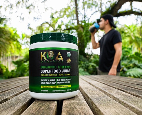 KOA Organics -30 Greens Superfood Juice Powder - USDA Organic Super Greens Powder with with Spirulina, Chlorella