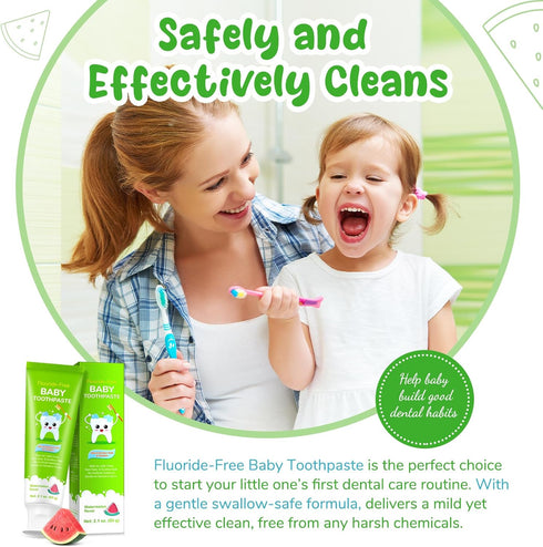 Smddx 2-3 2.1 oz (60g) (2 Pack, Fluoride-Free Baby Toothpaste for Ages Natural Fruit-Flavored Mild Formula Pea-Sized