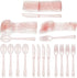 150 Pcs Pink Plastic Silverware Set, Disposable Plastic Flatware, Includes 50 Forks, 50 Spoons, 50 Knives for Birthday