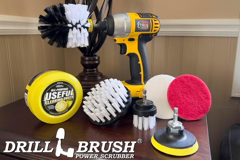 Multi Purpose Household Essentials Kit - White Soft Bristle Nylon Brush with All Purpose Cleaner Paste for Auto