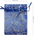 100pcs Sheer Organza Favor Bags - For Wedding Baby Shower Rattan Print Gift Bags Samples Display Drawstring Pouches