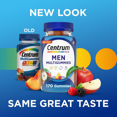 MultiGummies Gummy D3, 170 Count Centrum Multivitamin for Men, Multivitamin/Multimineral Supplement with Selenium