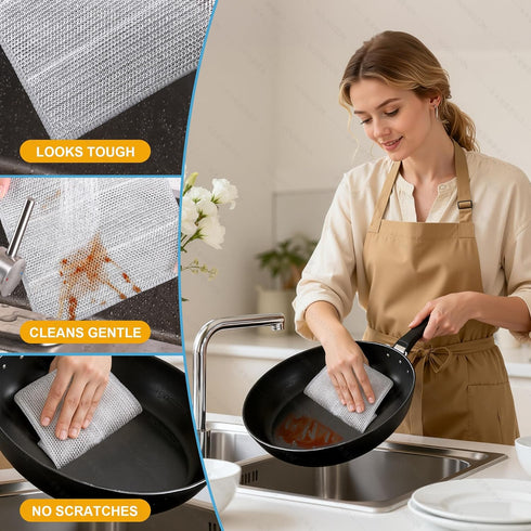 MVXMVX 20pcs-Multipurpose Sets (20) Non Scratch Wire Dishcloth and Microfiber Cleaning Cloth Wire Dishwashing Rags Wire