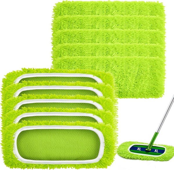 10 Pcs Reusable Mop Refill Pads Replacement for Most XL Sweeper 17" x 5" Microfiber Mops Head Cleaning Supplies