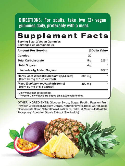 Gummies 60 Count Nature's Truth Passion | Horny Goat Weed with Maca for Women | | Passion Punch Flavor | Vegan, Non-GMO