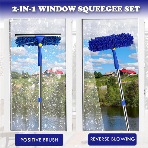 Rofhom 2.38M (94inch) 3 1 Window Cleaner Squeegee Kit - Cleaning Equipment with Long Handle in Extendable Window