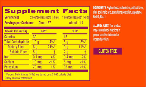 Metamucil Fiber, 4-in-1 Psyllium Fiber Supplement, Sugar-Free Powder, 114 Servings