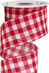 Ribbli Buffalo Plaid Burlap Wired Ribbon, 2-1/2 Inch x 10 Yard, Red and White Patriotic Ribbon for Wreath, Big Bow,