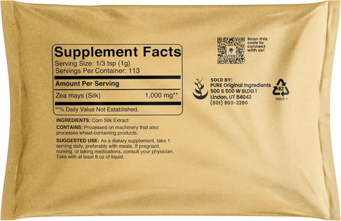 Pure Original Ingredients Corn Silk Extract Herbal Supplement (4 oz), Always Pure, No Additives