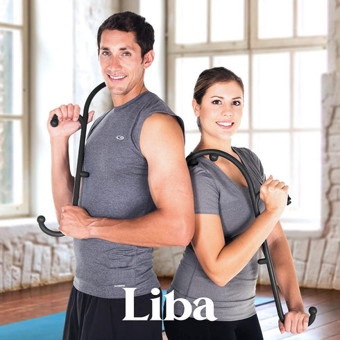 LiBa Back and Neck Massager - Trigger Point Massage Tools for Pain Relief, Handheld Back Neck Shoulder Massager, Black