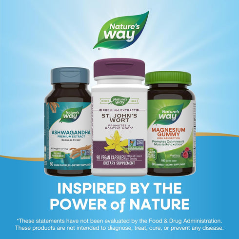 Nature’s Way St. John’s Wort Premium Extract, 90 Capsules, Promotes a Positive Outlook, Non-GMO & Vegan