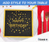 HOME-X Happy Birthday Black and Gold Paper Napkins - Square Party Napkins, 48 Count