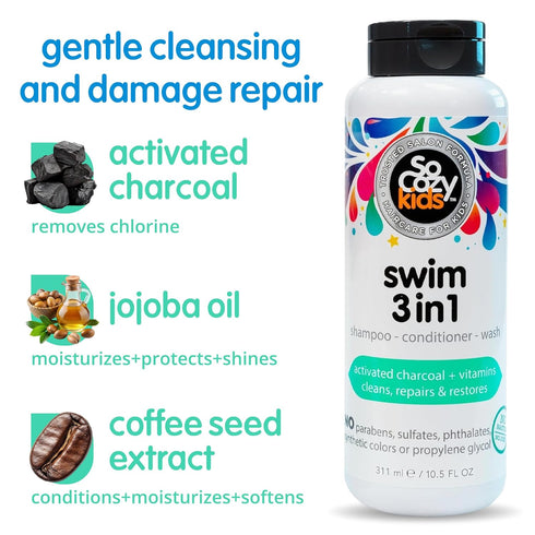 SoCozy Kids Swim 3-in-1 Shampoo, Conditioner & Body Wash, Salt & Chlorine Removing