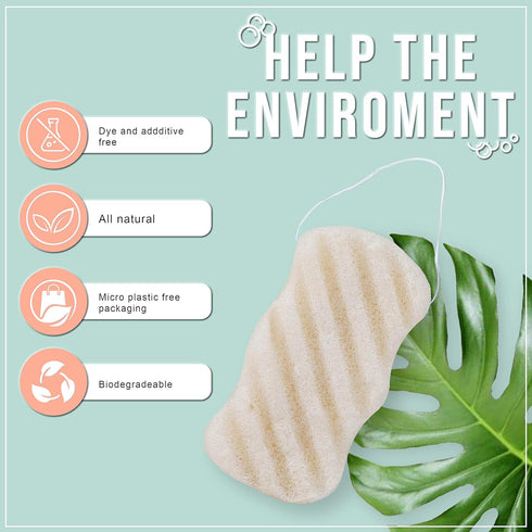 Pure SOL. Konjac Exfoliating Bath Sponge - Original Exfoliator for Sensitive Skin, Deep Cleansing