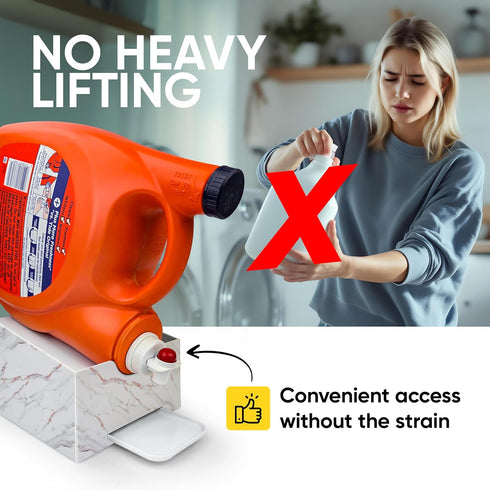 Skywin TidyFriend No-Spill Liquid Laundry Detergent Dispenser Holder, Laundry Soap Dispenser Holder with Drip Tray