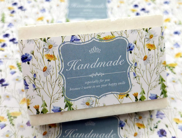 Wrap Paper Tape for Homemade Soap Bar, Handmade Products 20pcs (Horizontal - Daisy)