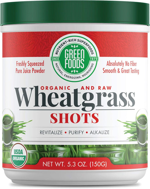 Green Foods Wheat Grass Shots, 5.3 oz, Certified Organic, Vegan, Gluten-Free