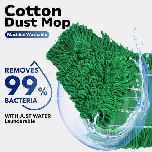 MATTHEW CLEANING 24'' Industrial Strength Cotton Dust Mop Refill, Washable Replacement Heads for Residential &