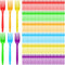 Tioncy 360 Pcs Rainbow Disposable Plastic Forks, Colorful Neon Cutlery for Picnics, Parties, Outdoor Events
