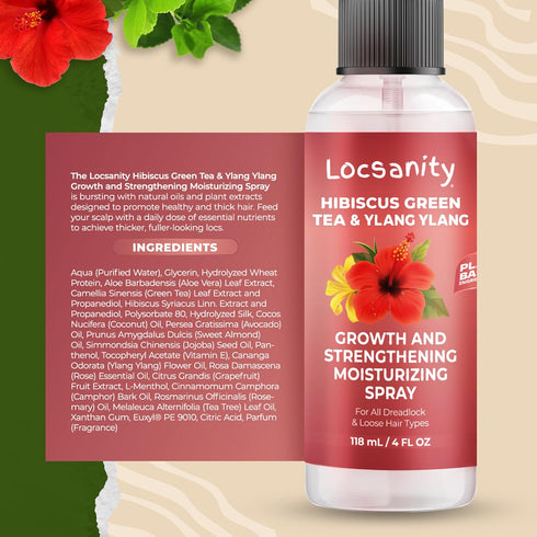 Locsanity Hibiscus Green Tea Hair Growth Spray for Dreadlocks & Loose Hairstyles – Trial Size (4oz)