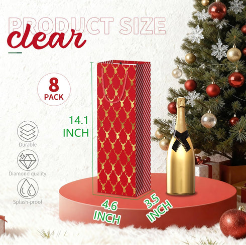 Xylitic 8 Pack Designs,14 4.7 3.5 inch christmas wine gift bags with Unique Xmas x x Christmas Wine Bags for wine
