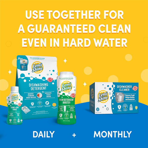 Lemi Shine Natural Dishwasher Pods, Eco-Friendly All-In-One Powder & Gel Detergent Pods with Powerful Citric Acid