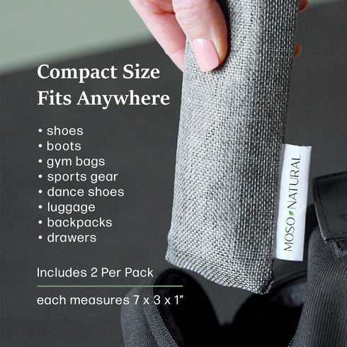 Moso Natural Shoe Deodorizer Inserts, Charcoal Odor Absorber for Shoes, Long-Lasting Unscented Air Purifying Bags (2