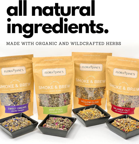 Flora Jane's Smoke & Brew - Balance Out Blend for Mental Support and Relaxation - Organic Herbal Blend