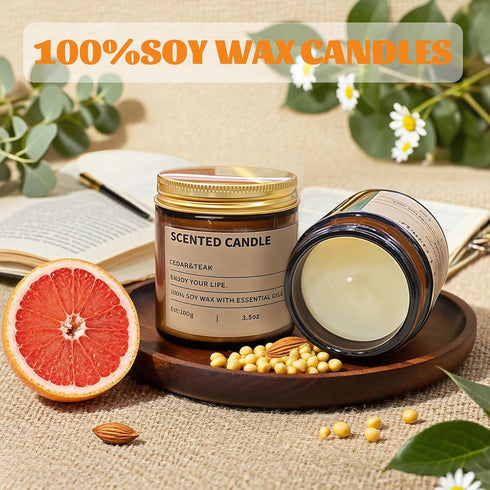 ZHTLTHZ 6 Pack Women,3.5 Oz Set, 150 Scented Candles Gifts for Amber Candles Hours Long Burning Soy Wax Candles Jar