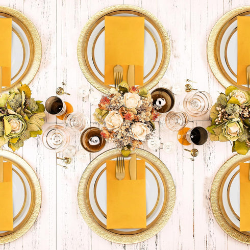 KAMMAK 100 Pack Disposable Mustard Yellow Paper Dinner Napkins Folded,Premium Thick Paper Napkins Build in Flatware Pocket, Long Hand Paper Towel for Party Christmas Wedding Bathroom and Events by KAMMAK