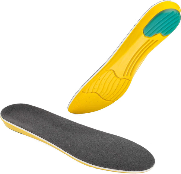 Orthotic Memory Foam Elevator Shoe Insole for Plantar Fasciitis, 1/2 Inch Height Increase (Yellow) - Large