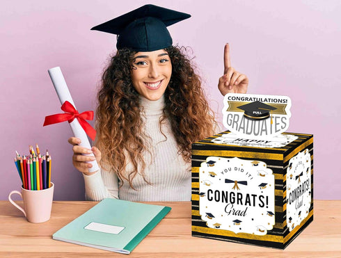 Muruseni Set 50PCS Decorations-S01 Money Box for Cash Graduation Gift, Graduation Money Holder for Cash with Pull Out