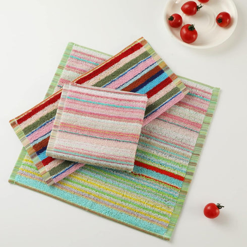Ultra Absorbent Kitchen Dishcloths, Cotton Cleaning Cloths Pack of 8, 12x12 Inches for Washing Dishes (Wide Stripe)