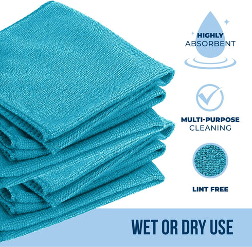 GREEN LIFESTYLE Microfiber Cleaning Cloth 12 Pack, Borderless Towels for Cleaning and Car Washing (11.5" x 11.5")