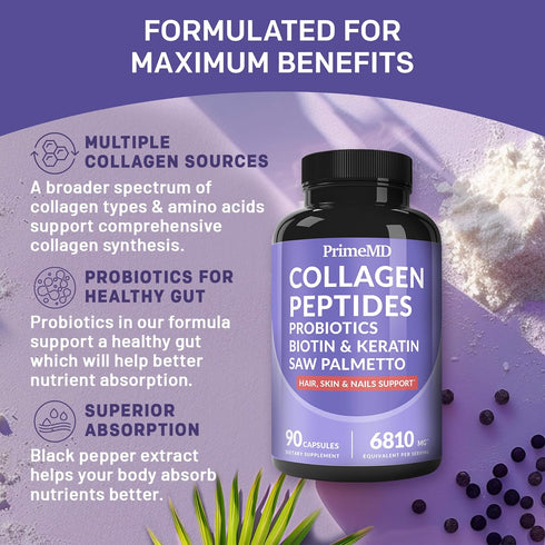 27-in-1 Hair Skin and Nails Vitamins (6180mg) w/Biotin 10000mcg - Collagen & Keratin Supplements for Men and Women, 90ct