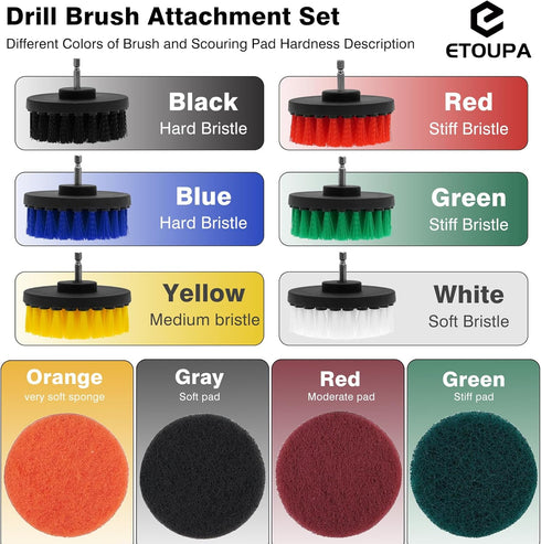 30 Piece Drill Brush Attachments Set, Scrub Pads & Sponge & Wire Brush for Drill, Power Scrubber Brush Kit