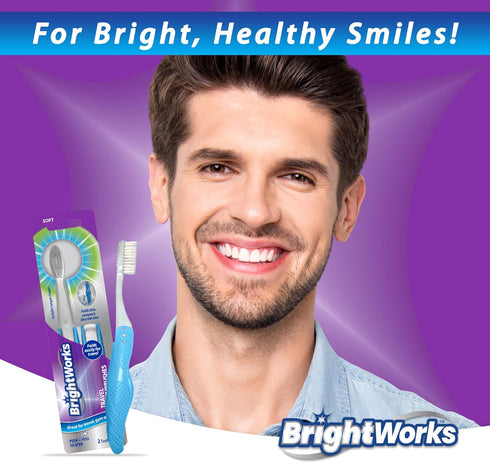 Folding Travel Toothbrush with Built-in Cover (6 Total, 3 Sets of 2), Soft Bristles, Tongue Cleaner for Travel,