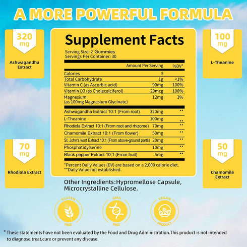 Gummies 60 Gummies Cortisol Supplements for Women - Cortisol Manager for Stress Relief and Sleep with Magnesium